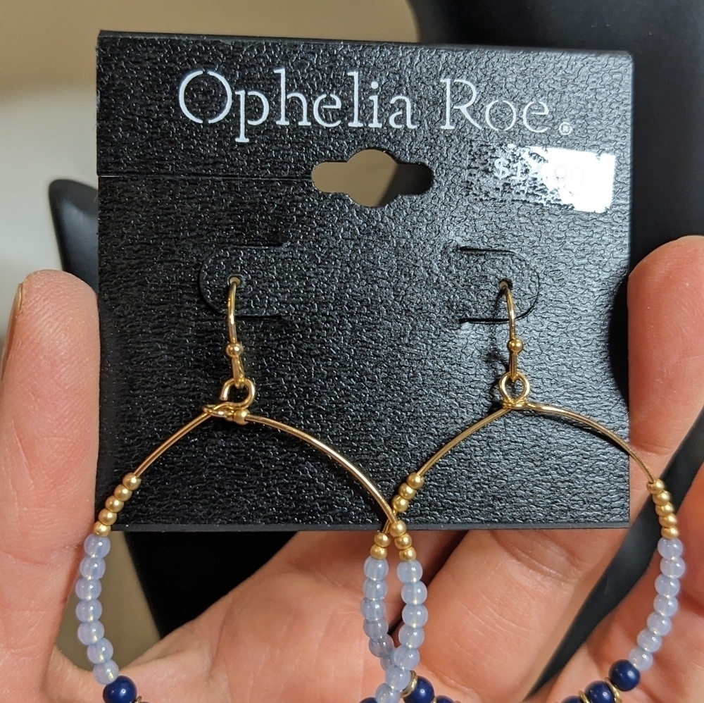 Ophelia Roe Gold Tone Beaded Dangle Hoop Earrings - Picture 3 of 3